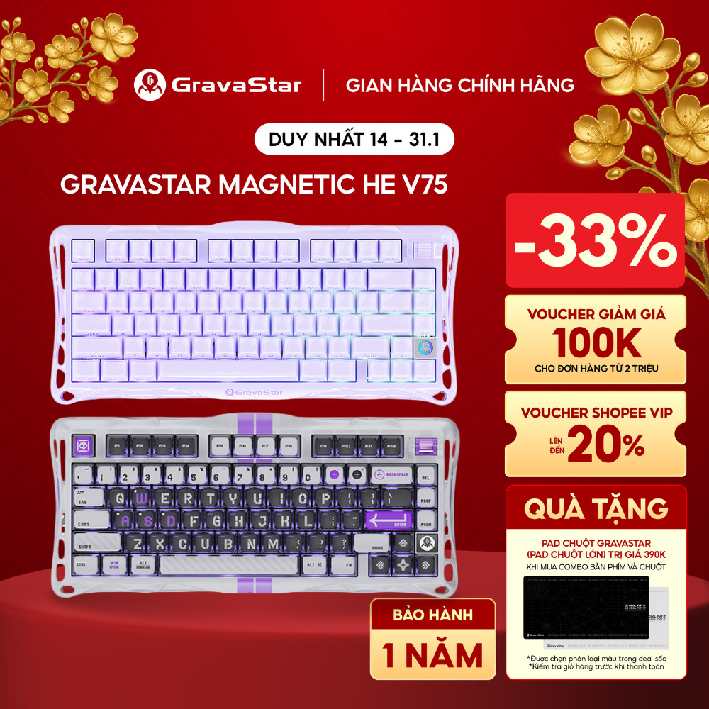Bàn phím cơ Gravastar Mercury V75 Magnetic Switch HE Gaming  - Hàng chính hãng