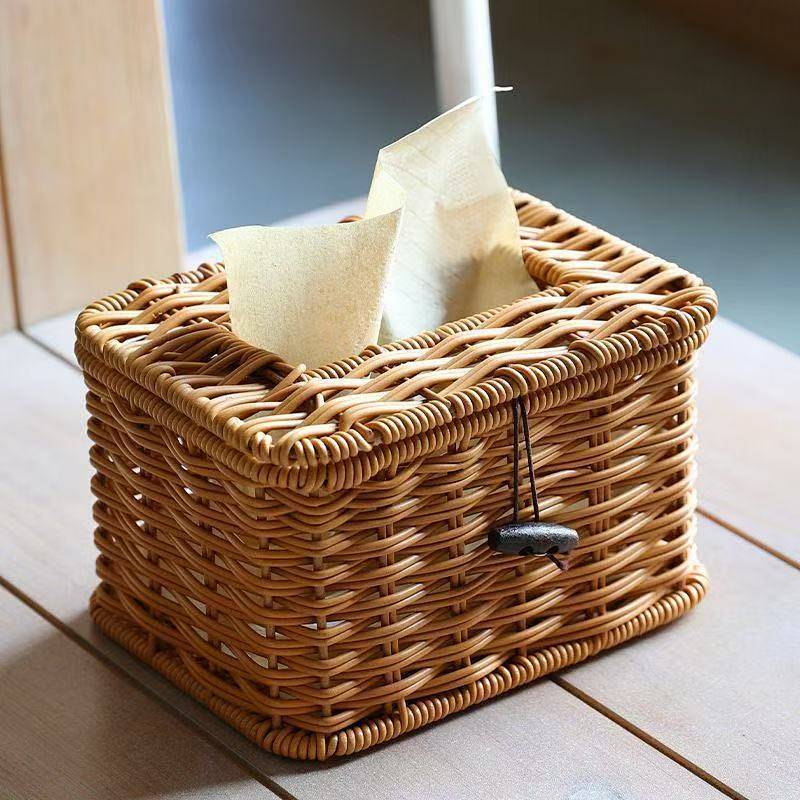 Tissue Box Living Room Home Simple Rattan-like Paper Extraction Box Woven Tissue Box Tissue Box Tiss