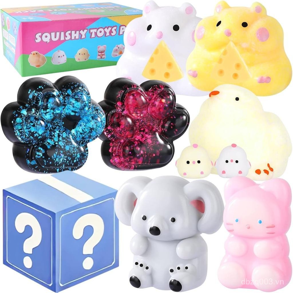 Taba Squishy 10Pack, Bộ đồ chơi Fidget Fufu Squishy, Bao gồm đồ chơi Squishies Chick, Cat Paws, Hams