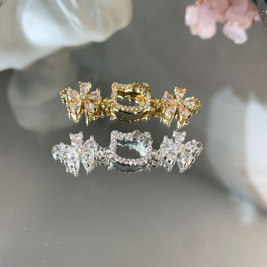 Mặt dây chuyền 14k kiity Flower Chain Double Circle diy