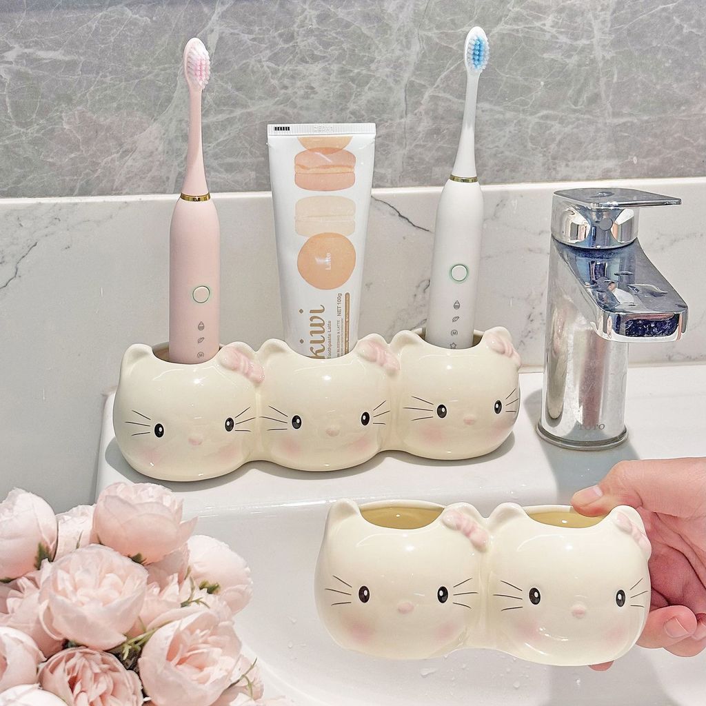 Spot Goods#Electric Toothbrush Holder Bathroom Cute Toothbrush Rack Washstand Toothbrush Toothpaste 
