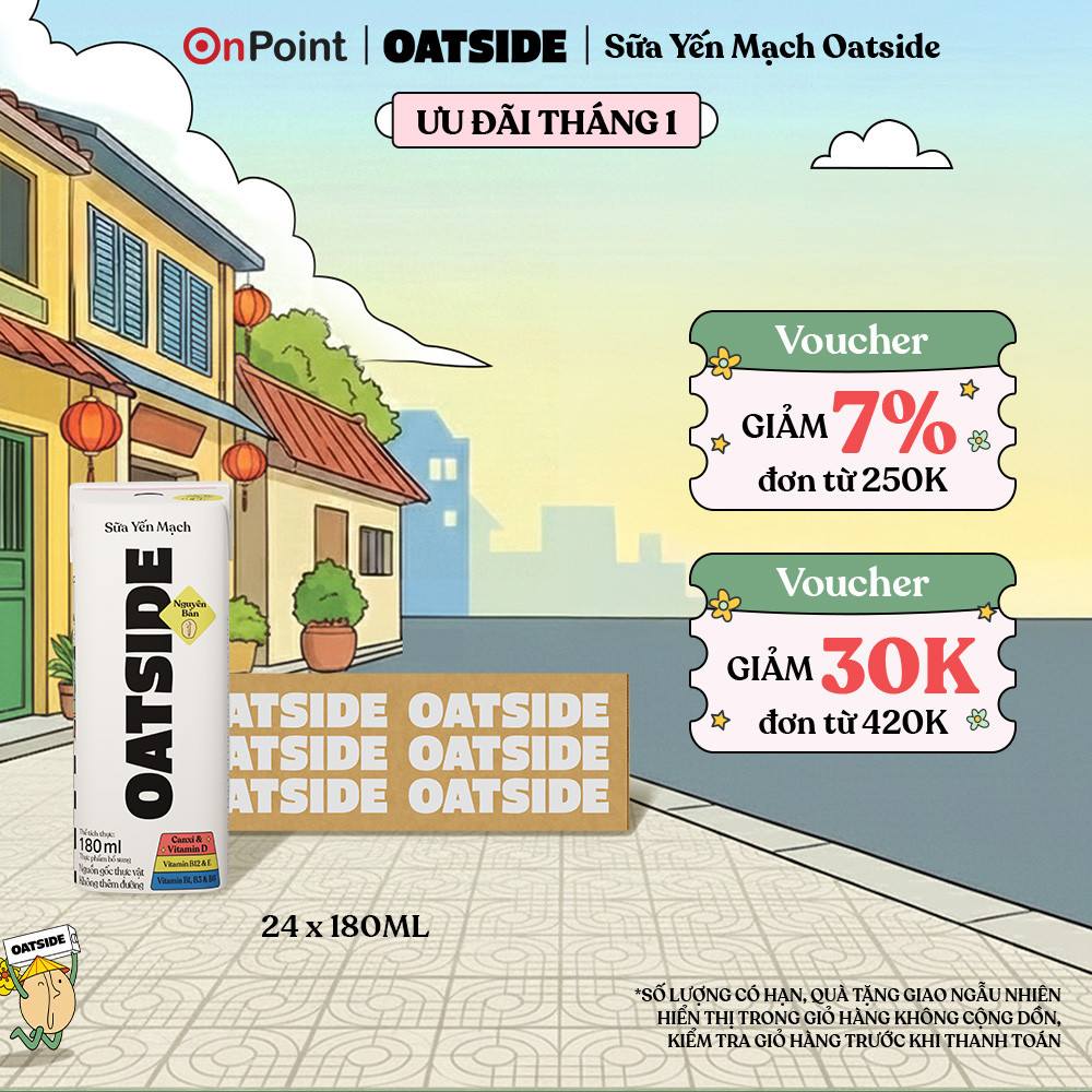 Thùng 24 hộp Sữa yến mạch OATSIDE Nguyên Vị Barista Blend 180ml (180ml x 24)