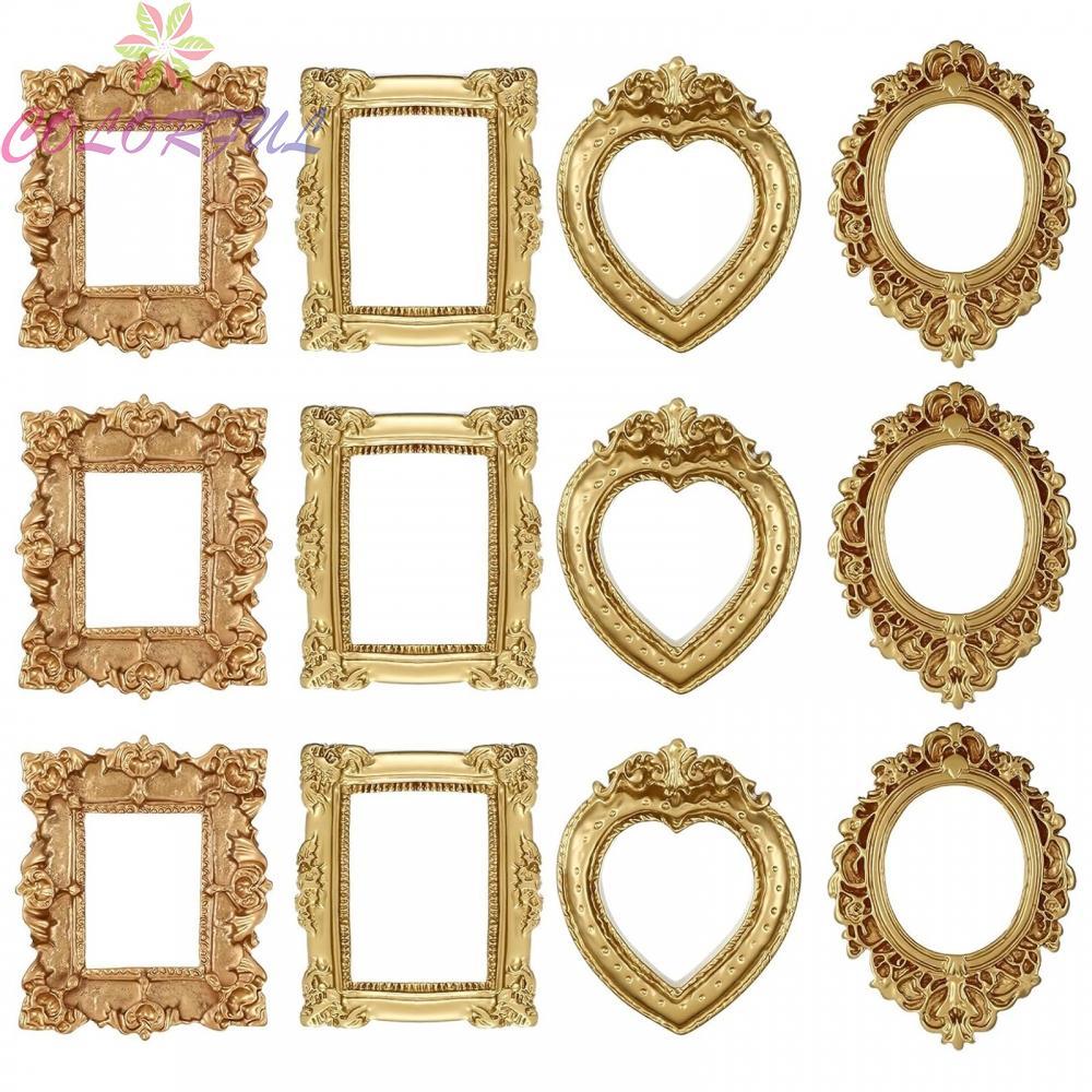 【COLORFUL】pocket Vintage Gold Picture Frames - 12-Pack in 4 Stylish Designs for Decor