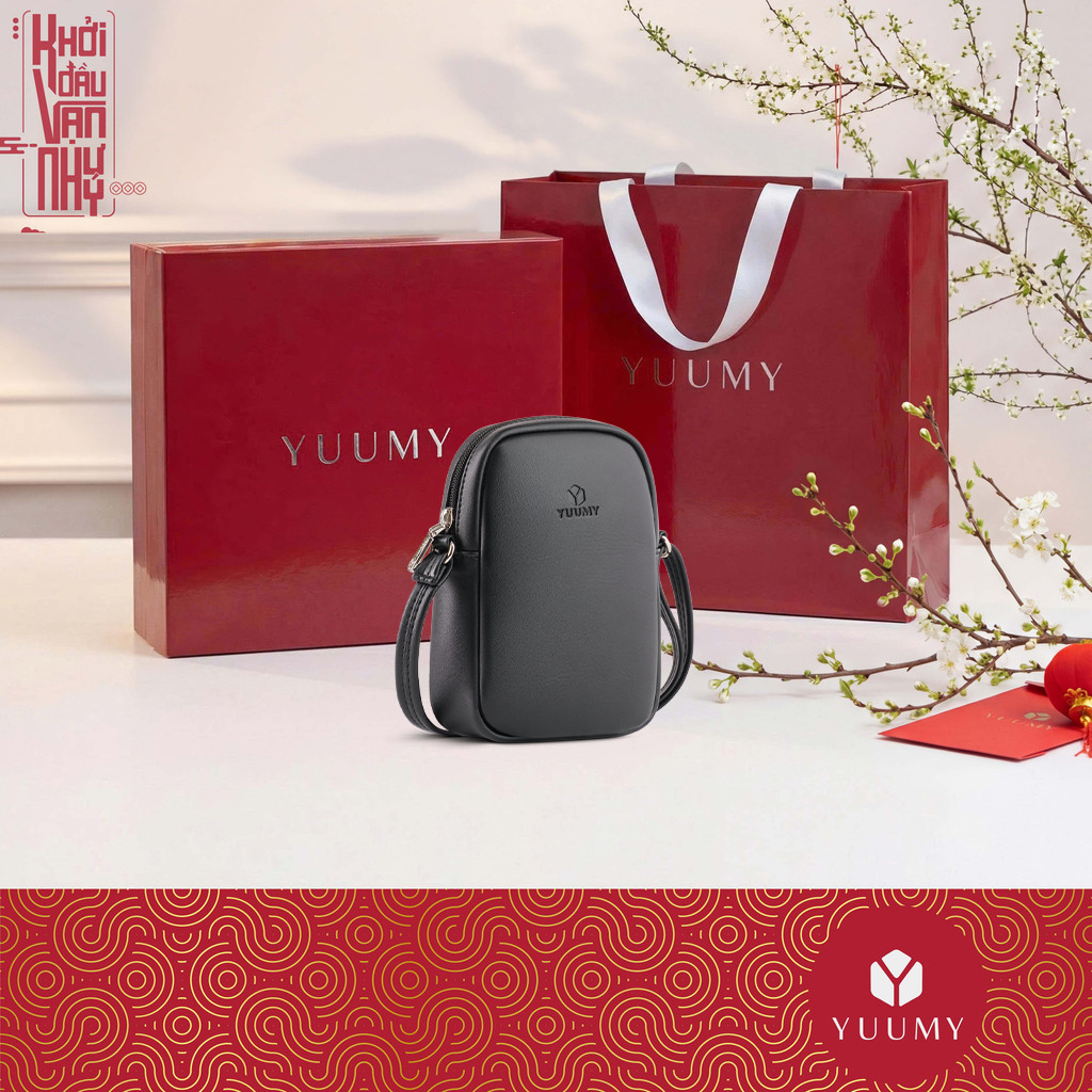 Bộ hộp quà YUUMY (Túi đeo chéo nữ YUUMY YN259 + Hộp quà YHQ2 + Túi giấy YTG2 + Túi rút BVR3838 + Thi