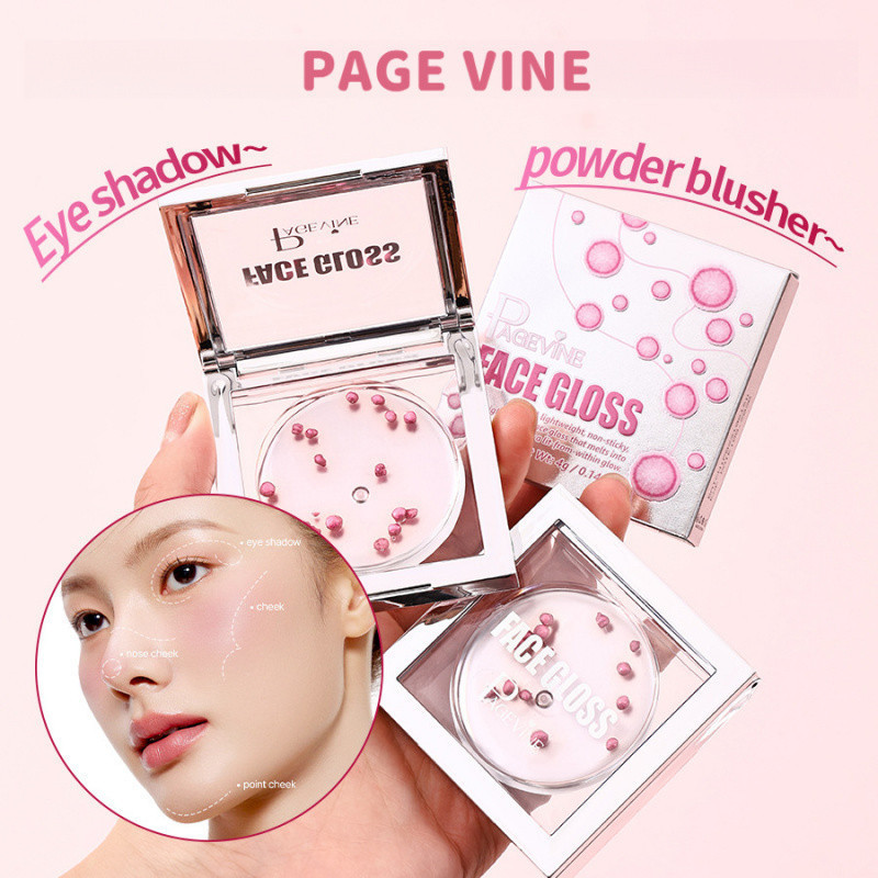 PAGE VINE Blush có độ bóng cao và dưỡng ẩm lâu trôi Thích hợp để sử dụng hàng ngày Blush đa chức năn