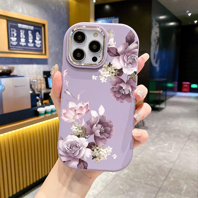 Ốp Lưng Màu tím bột gradient cụm hoa cho OPPO A57 2022/A53/A54/A55/A60/A74/A79/A38 TPU Soft Shell ch