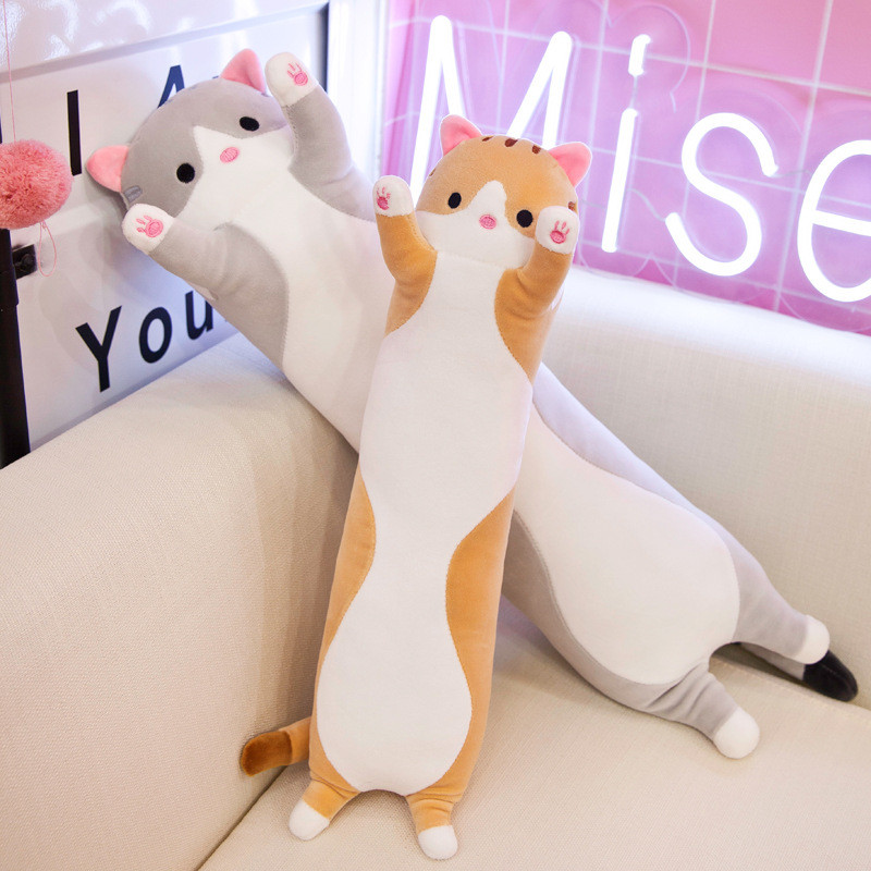 【Ready Stock】 Long Strip Cat Pillow Leather Phone Case Cylindrical Pillow Leg-Supporting Cute Cartoo