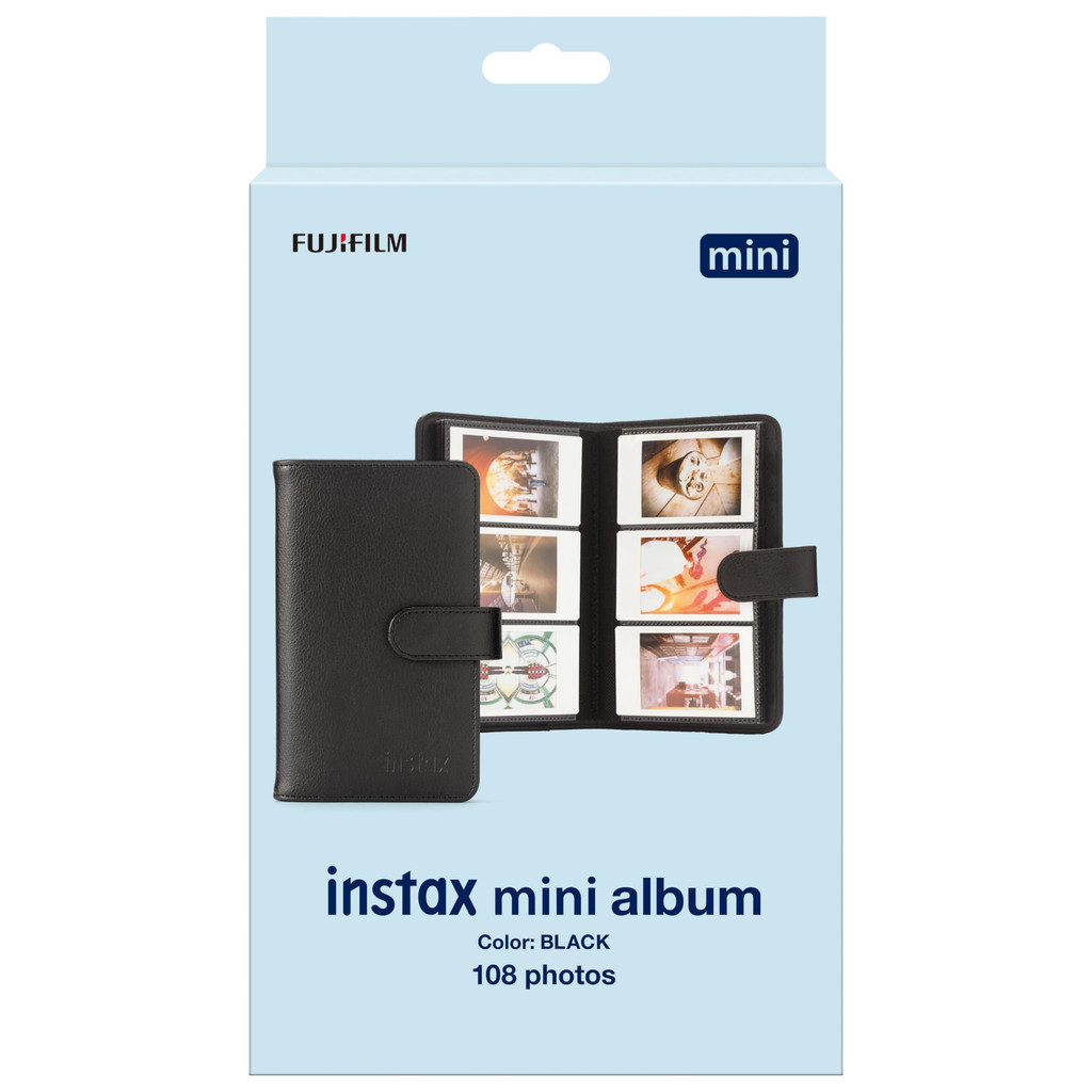 Album Fujifilm "INSTAX mini" chứa 108 tấm phim INSTAX mini 99 màu đen.