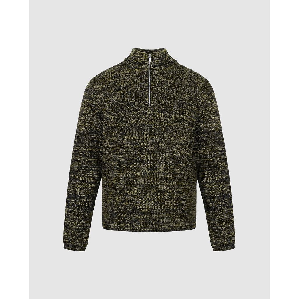 URBAN REVIVO - Áo dệt kim nam cổ lọ tay dài phối khoá zip UMU960001-H3A