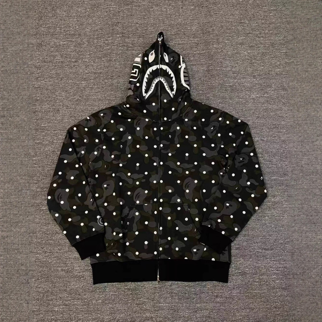 RZXM Bape New Polka Dot Trendy Collaboration Series Autumn New Camouflage Ape Head Hoodie Jacket