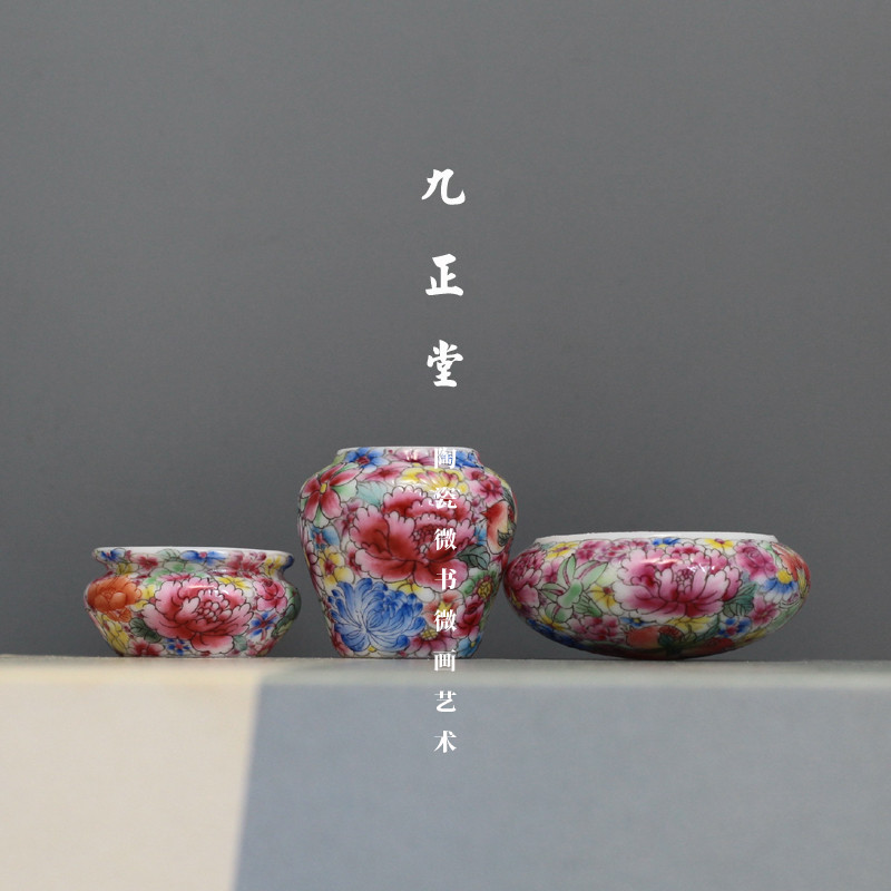 Bộ 3 Cóng - Cóng Khuyên - Cóng chim vẽ tay - Cửu Chính Đường - Vạn Hoa