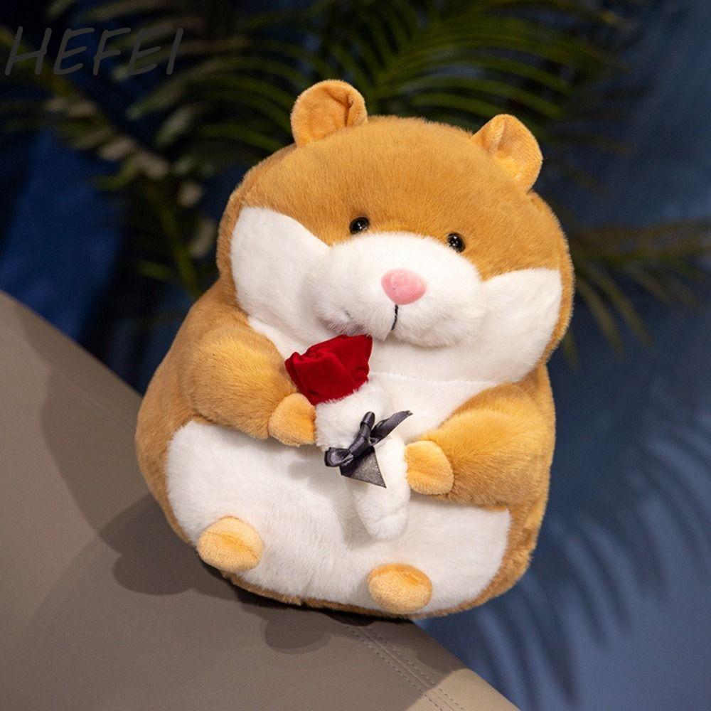 HEFEI Hamster Thú Nhồi Bông Đồ Chơi Sang Trọng, Bông PP Hoa Hồng Như Thật Hamster Đồ Chơi Sang Trọng