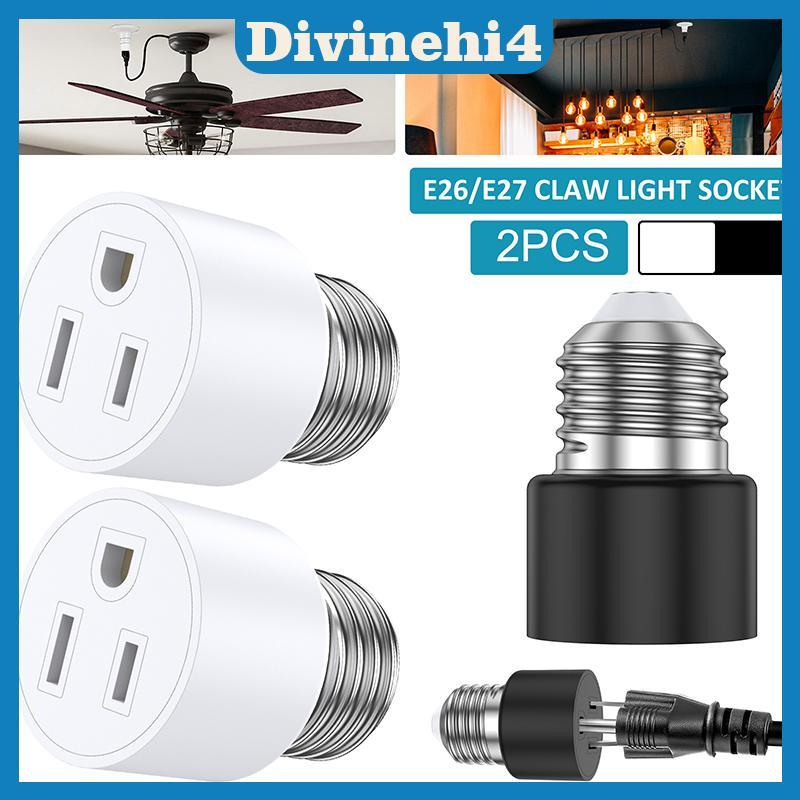 < divinehi4 > 2 Cái E26 / E27 / B22 3Prong Light Soet Outlet Adapter Cắm Light Soet To Plug Adapter 