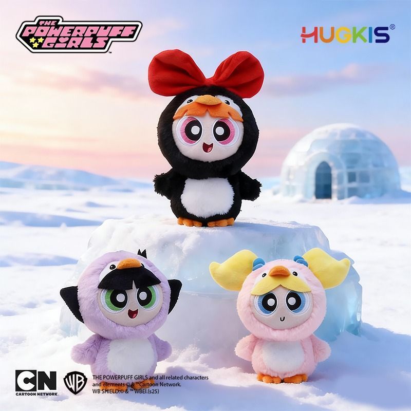 Powerpuff Girls Cute Penguin Plush Doll Keychain Cartoon Doll Couple Bag Pendant Accessory