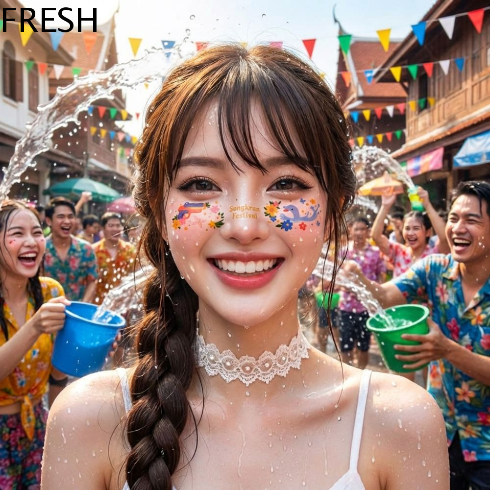 Fresh Face Shape Stickers, Onetime Art Face Tattoos, Waterproof Glitter Decals for Festive Decor