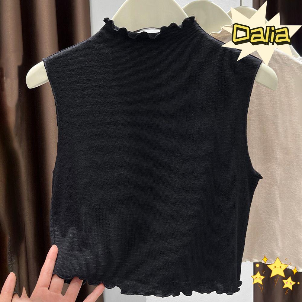 DALIA Tank Top màu trơn, kèm áo vest dệt kim ren, phù hợp cho nữ