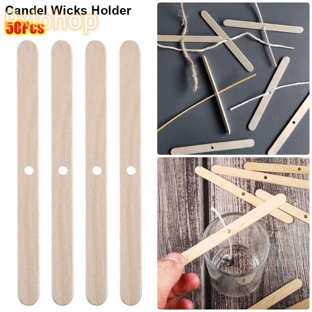 PXLOOHOP 50 Cái Dụng cụ làm Candel, Giá đỡ bấc Candel DIY 114mm, Thiết bị định tâm bằng gỗ bền Phụ k