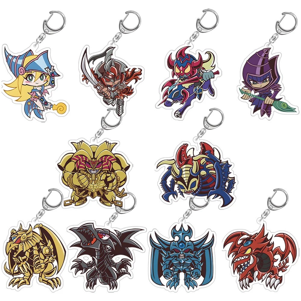 Móc khóa Anime Yu-Gi-Oh Vua Trò Chơi Mica Acrylic Chibi Phù Thủy Bóng Đêm Rồng Trắng Mắt Xanh Exodia
