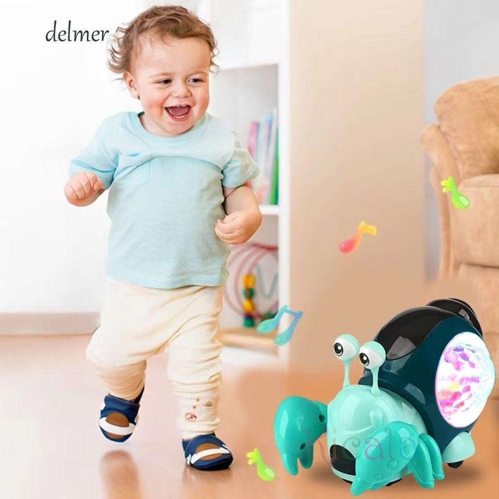DELMER Đèn LED Đồ chơi đi bộ cua, Đồ chơi thời gian đi bộ Giáo dục sớm Đồ chơi cua ẩn sĩ nhảy múa, Đ
