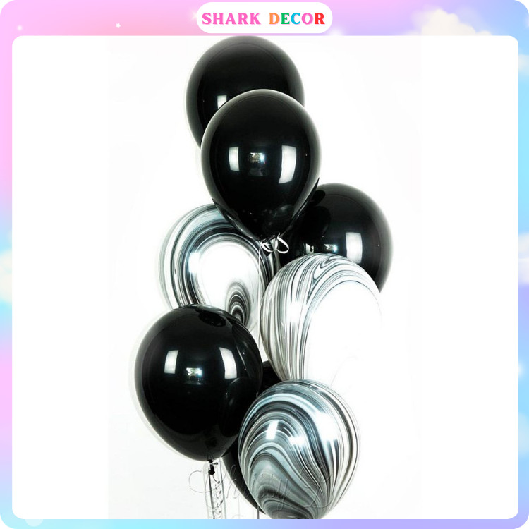 Set 10 bóng bay màu đen+ vân đá đen MT120