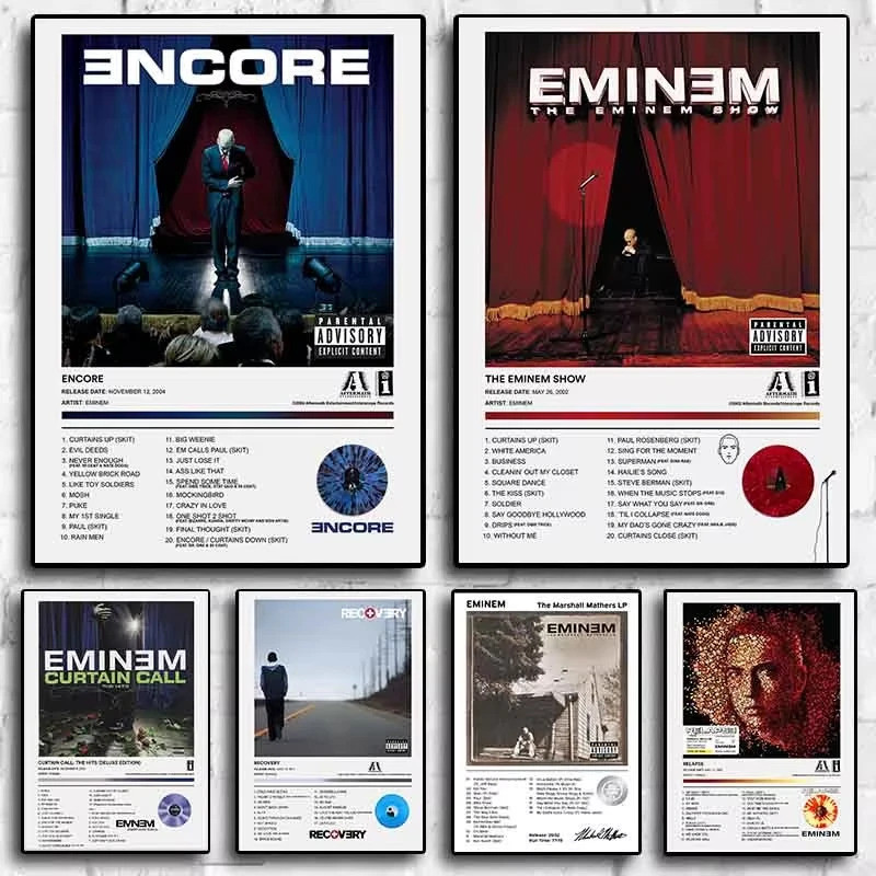 Rap Eminem Poster Thẩm Mỹ Hip Hop Ca Sĩ Album Nhạc Bìa The Eminem Show Canvas In Hình Nghệ Thuật Tre