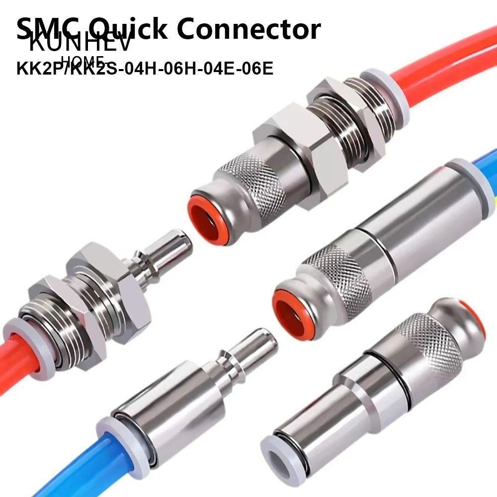 KUNHEV 1 Cái Đầu nối nhanh khí quản, Khớp nối nhanh bằng khí nén một chiều, Ống PU bền KK2P / KK2S-0