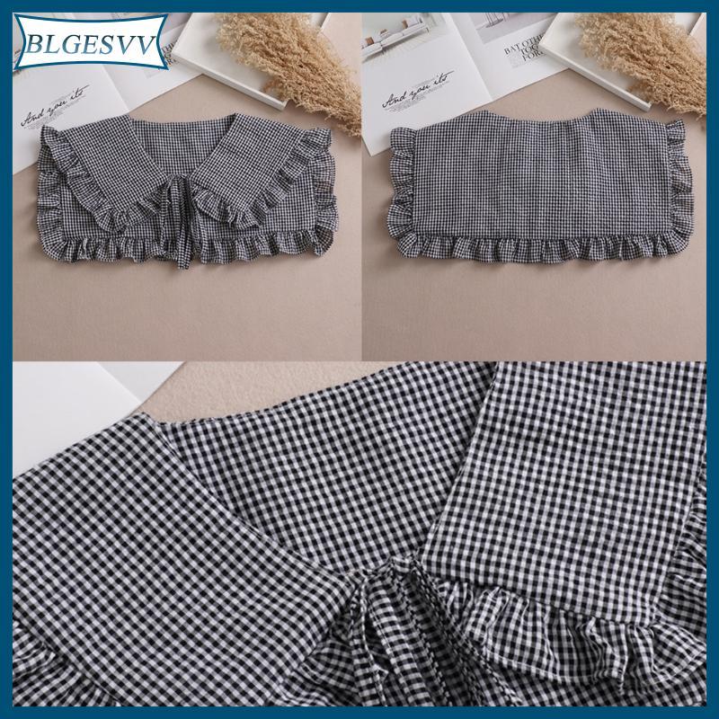 Blg Lolita Ren-Up giả cổ kẻ sọc, ve áo xù detachable, kèm khăn choàng