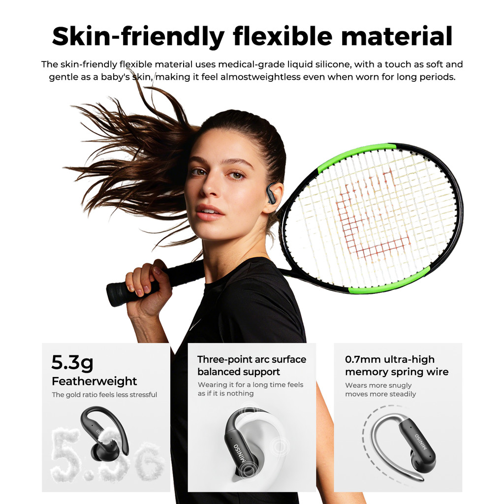 MINISO MS219  Tai Nghe OWS Dạng Kẹp Tai Thông Minh  Bluetooth 6.0, Âm Thanh HiFi Stereo  Chống Ồn ENC Chống Nước IPX5 Kết Nối Đồng Thời 2 Thiết Bị | BigBuy360 - bigbuy360.vn
