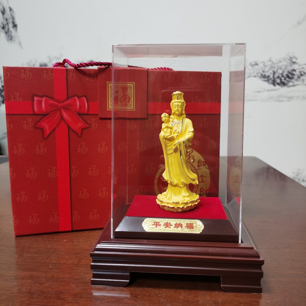 Nhung Cát Vàng Quan Âm Thần Tượng Đứng Quan Âm Bồ Tát Phật Tượng Ngồi Sen Quan Âm Phật Đền Sống