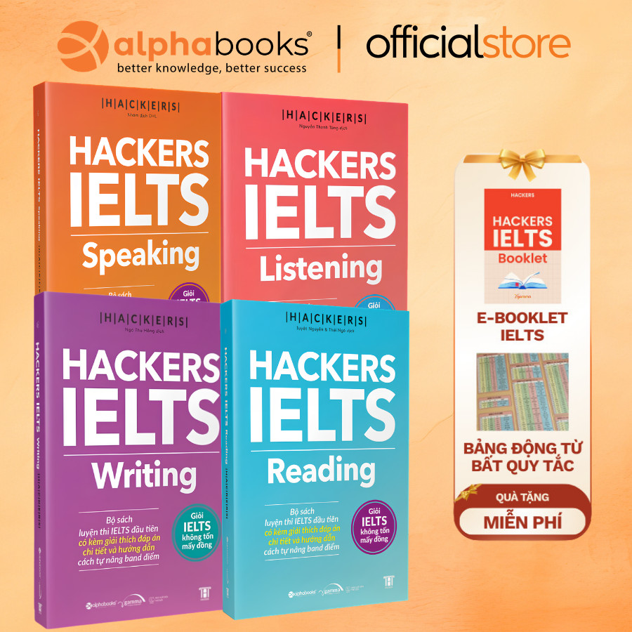 Sách - Lẻ/Combo Hackers IELTS (Có File Nghe): Listening + Reading + Writing + Speaking (Gamma books)