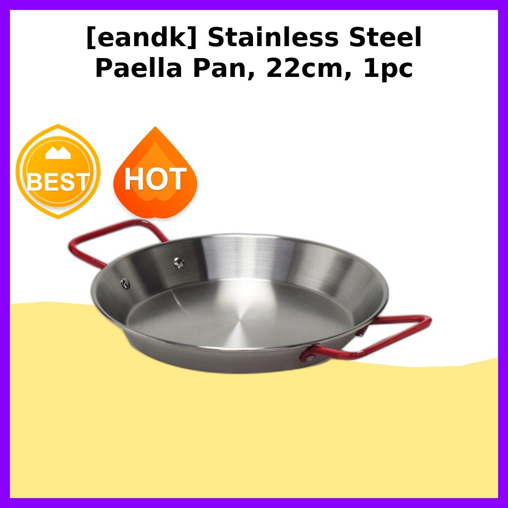 [eandk] Chảo Paella bằng thép không gỉ, 22cm, 1 cái / Chảo Paella Hàn Quốc / Thép không gỉ bền / Chí