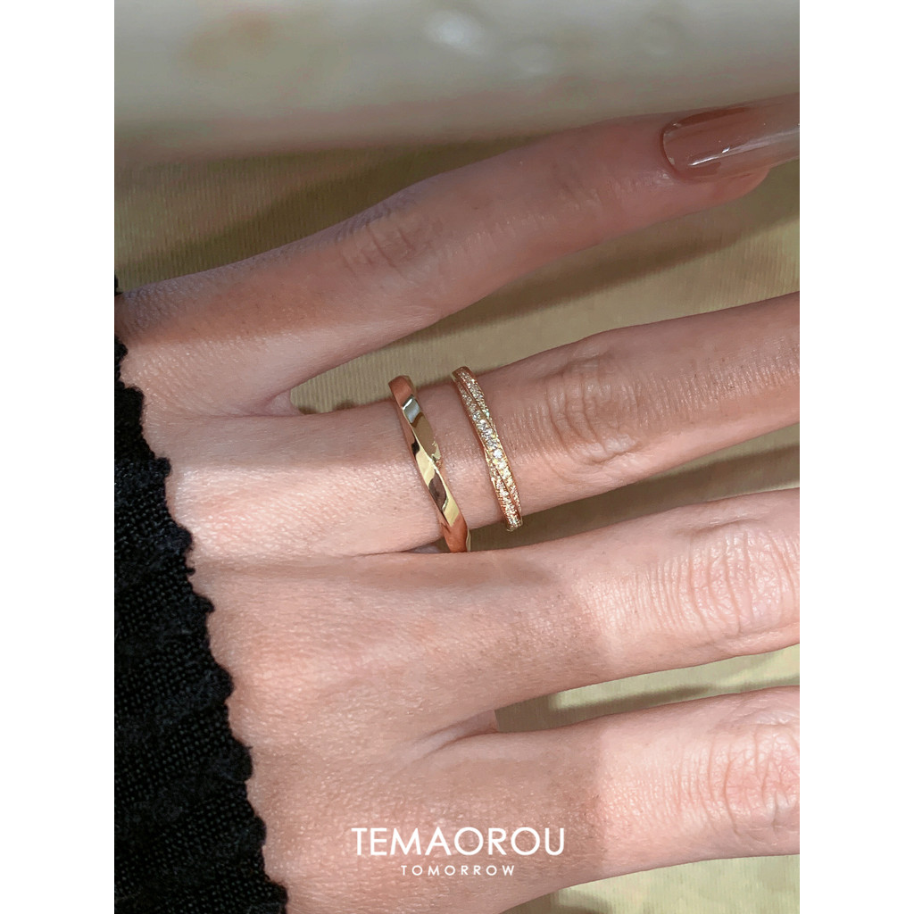 nhẫn đôi nhẫn đôi nam nữ Vòng Mobius và Nhẫn Cặp Đôi thép Titan mạ vàng 18k, phong cách retro sang t