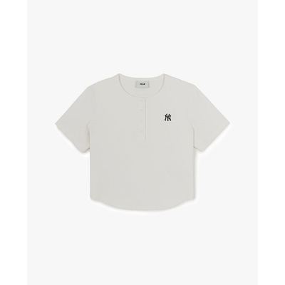 MLB - Áo croptop nữ cổ tròn tay ngắn Vintage_3FTSB1063-50IVS