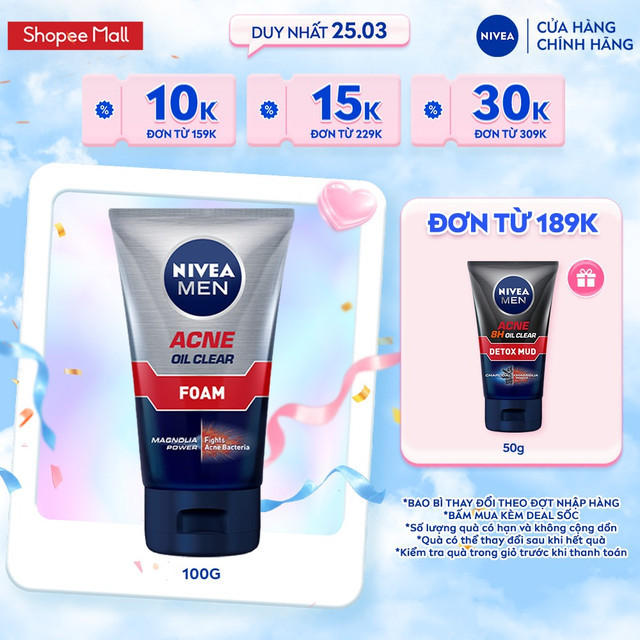 Sữa Rửa Mặt NIVEA MEN Acne Oil Clear Bọt Mịn Ngừa Mụn | Sạch Sâu (100 g) - 82378