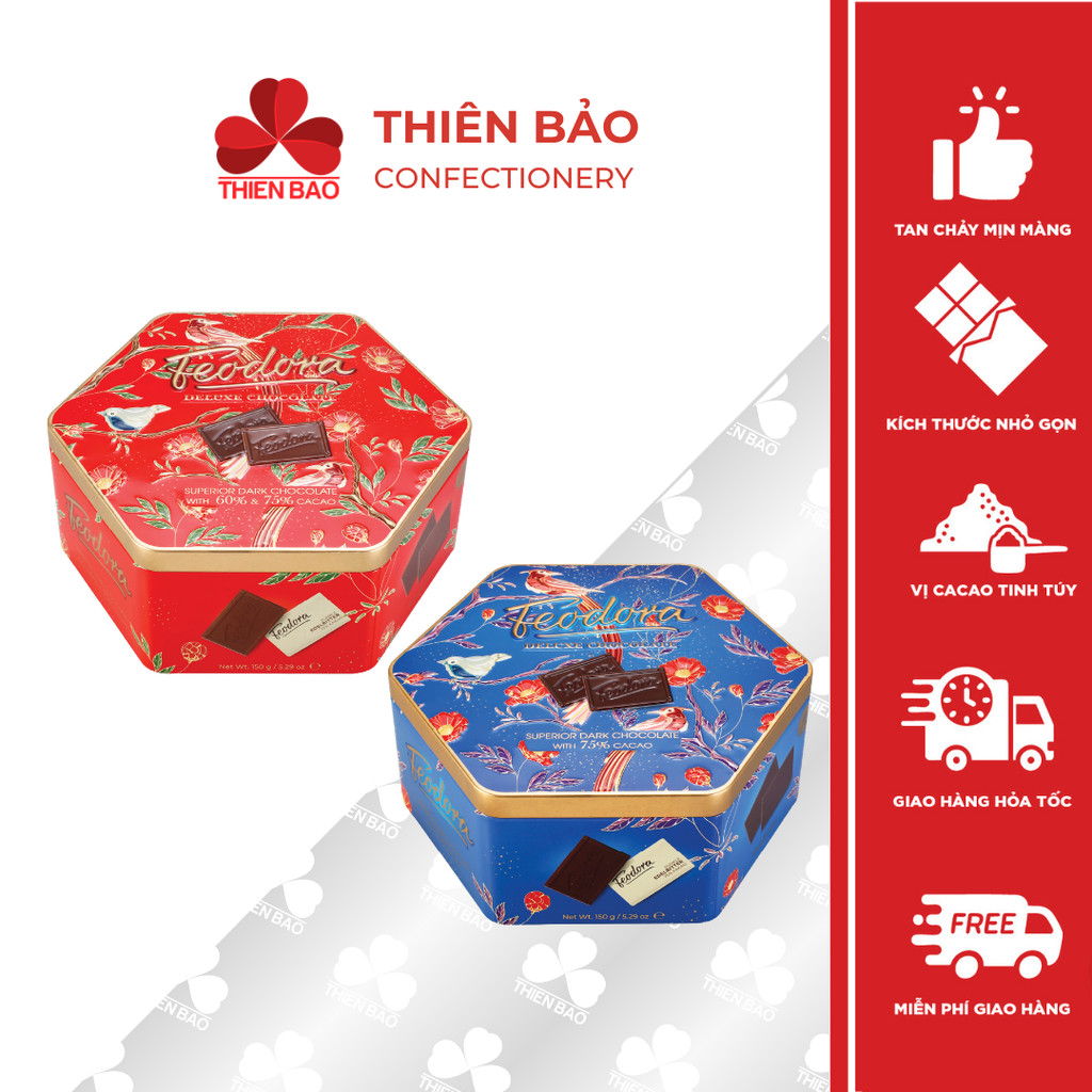 Socola Feodora Dark 60%/75% cacao -  150g - Socola đắng hảo hạng nhập khẩu Đức - Thiên Bảo Confectio