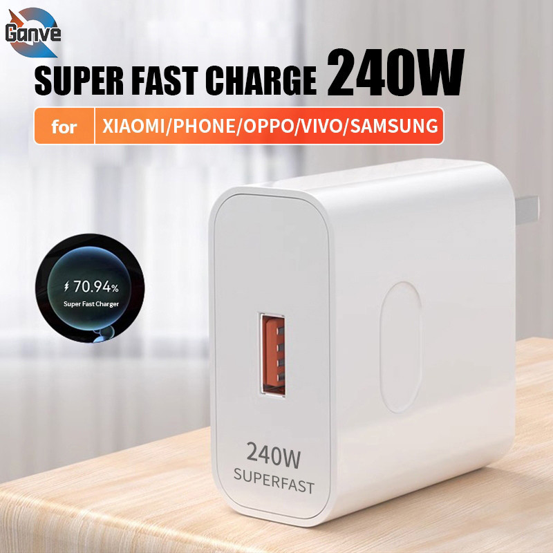 Bộ sạc Ganve Huawei 300W / 240W / 120W, bộ sạc 6A, cáp sạc loại C, Bộ sạc nhanh iOS Micro sang USB 3