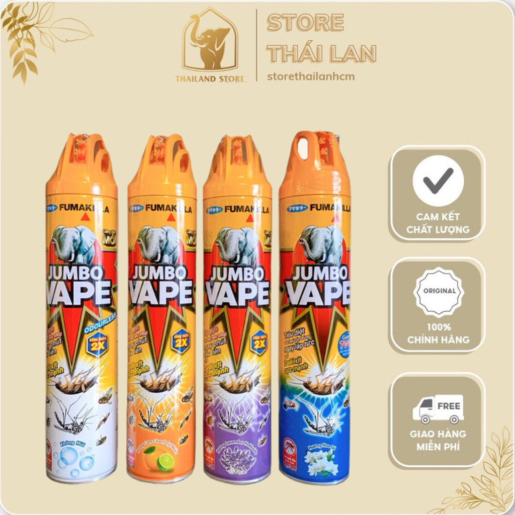 Chai Xịt Muỗi Côn Trùng Jumbo VAPE 600ML Nhiều Mùi – Diệt Muỗi, Kiến, Gián Nhanh, Dùng Trong Gia Đìn