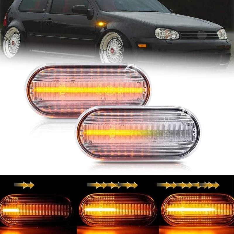 2 Chiếc Led Năng Động Bên Đánh Dấu Biến Tín Hiệu Đèn Nhấp Nháy Tuần Tự Cho VW Golf 3 4 MK3 MK4 Passa