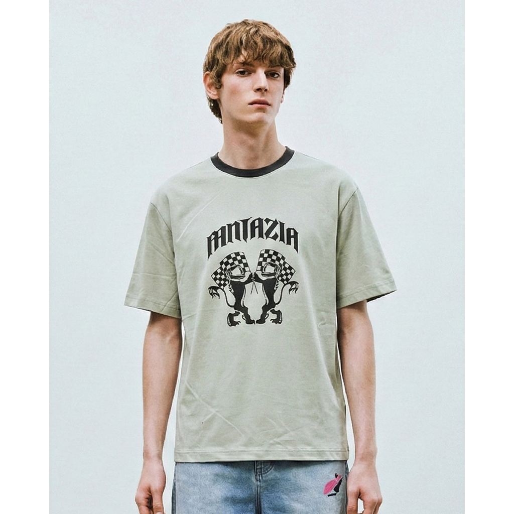 URBAN REVIVO - Áo thun nam cổ tròn tay ngắn in hình UMM450161-GM1