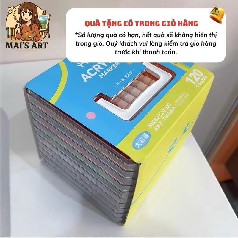 [120 Màu] Bút Acrylic Marker Grasp Clear Box Ngòi Brush - Lượng Mực 2.8ml Vẽ Mọi Chất Liệu, Không Th