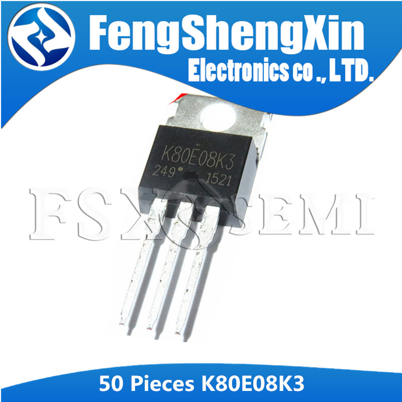 Bộ 50 K80E08K3 TO-220 TK80E08K3 TO220 Hiệu Ứng Trường Transistor Silicon N Kênh MOS