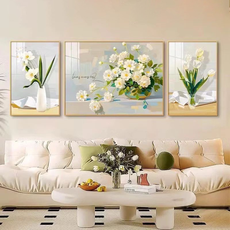 Bộ 3 Tranh Tráng Gương Treo Tường Hình Bông Hoa Decor Phòng Khách Quà Tặng Ý Nghĩa MIJAN FUNITURE