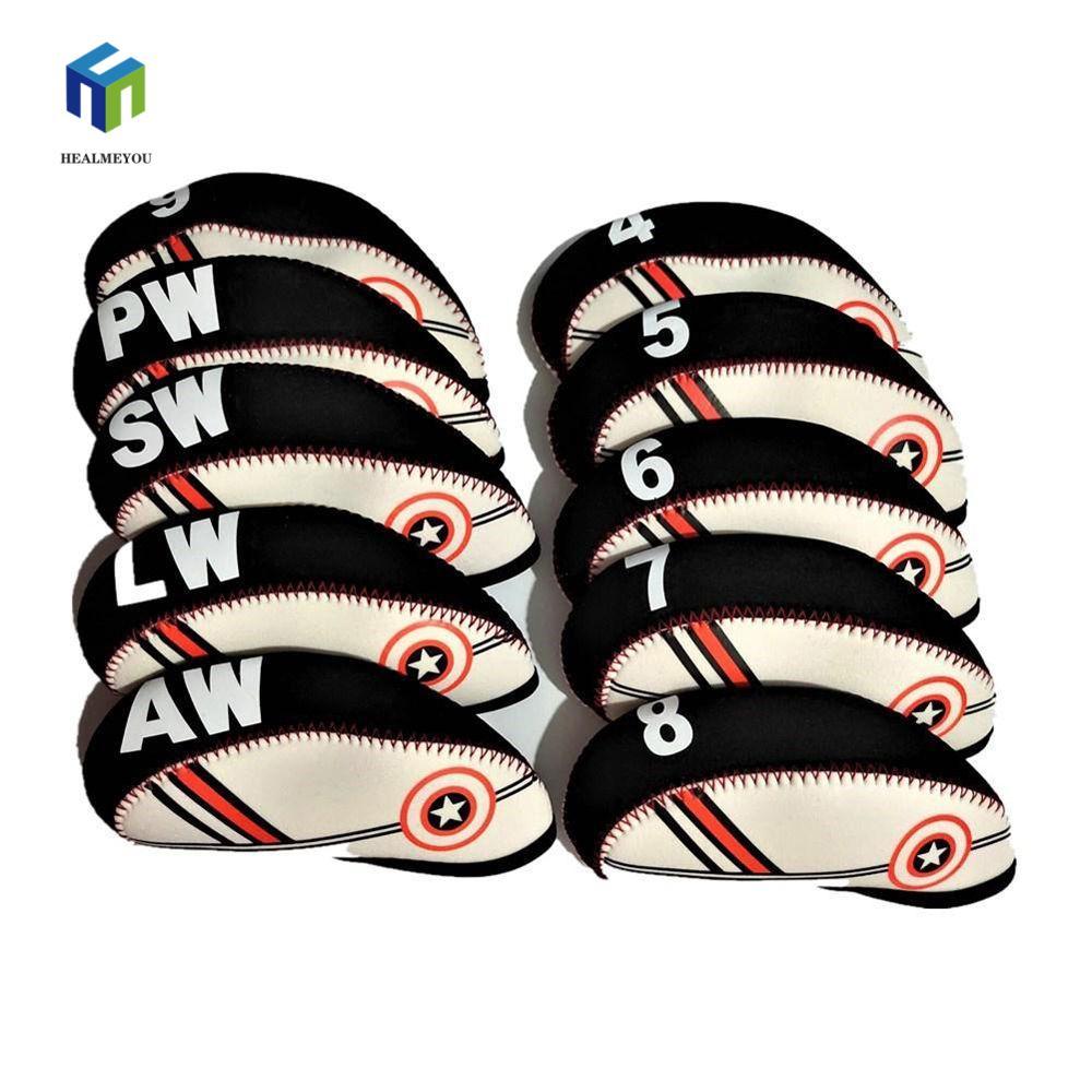 HEALMEYOU Golf Club Cover Golf Iron Covers Set Với Thiết Kế Số Golf Putter Wedge Cover Thiết Bị Huấn