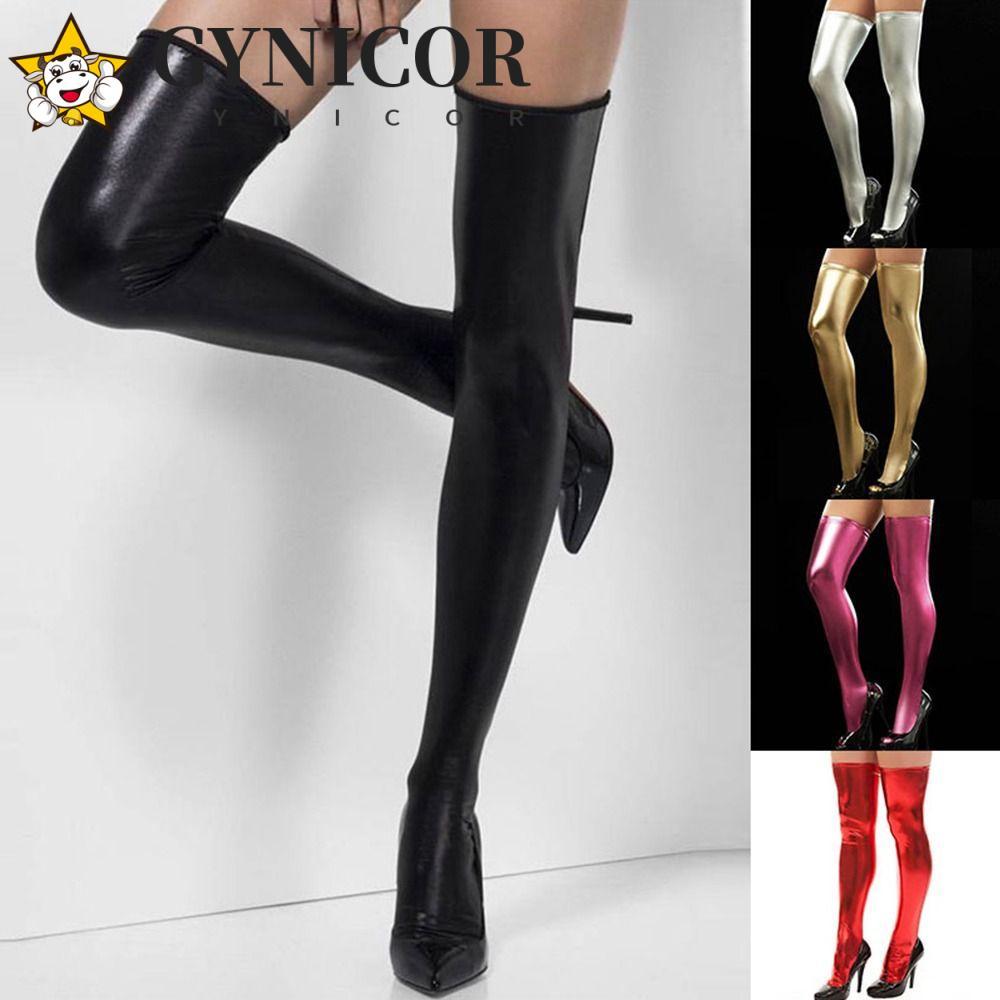 GYNICOR Tất Caо Cổ Over-Knee Da PU Phong Cách Punk - Hộp Đêm Thích Hợp Với Boot