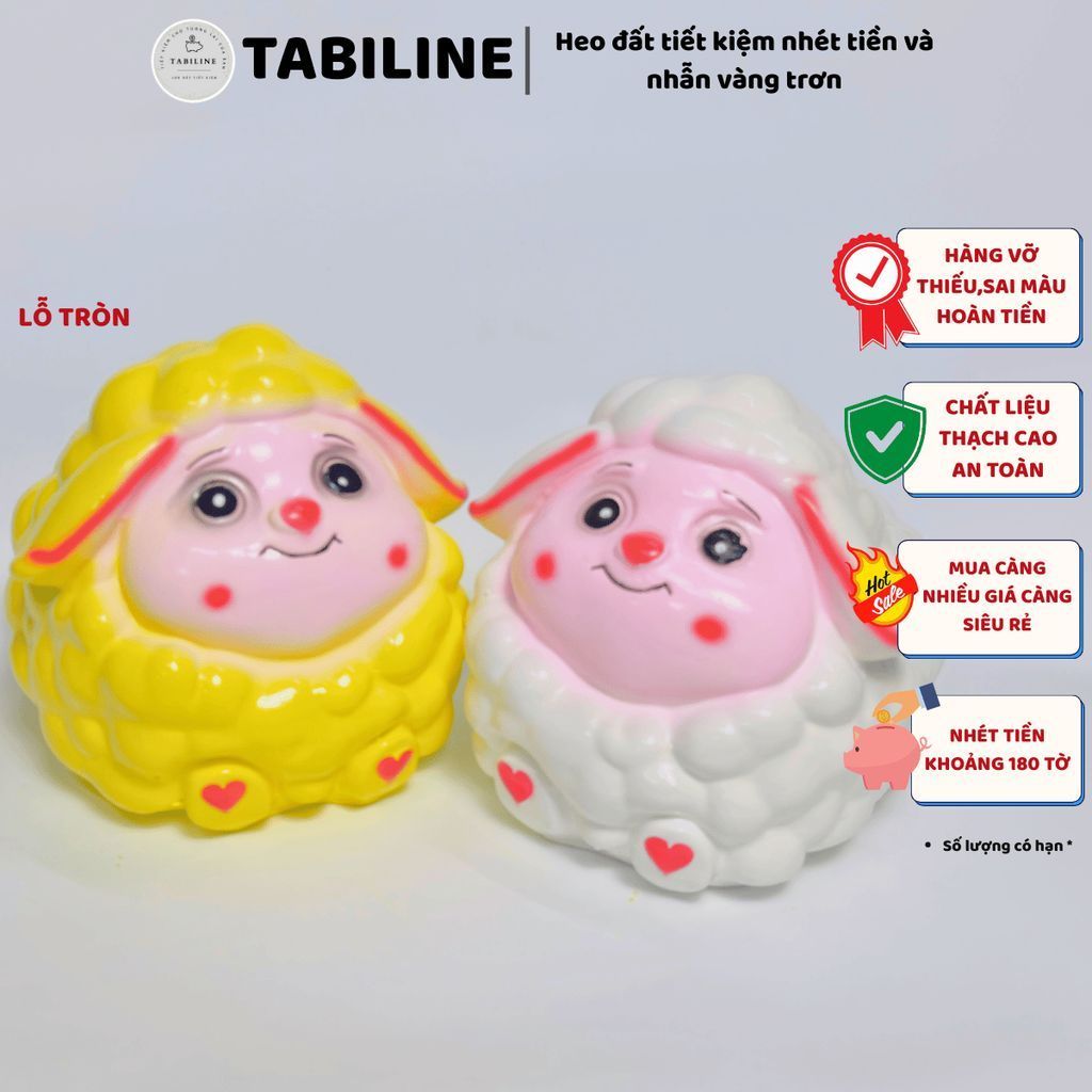 Heo đất ống heo tiết kiệm tiền lỗ tròn heo cừu bông size vừa LD21 - TABILINE