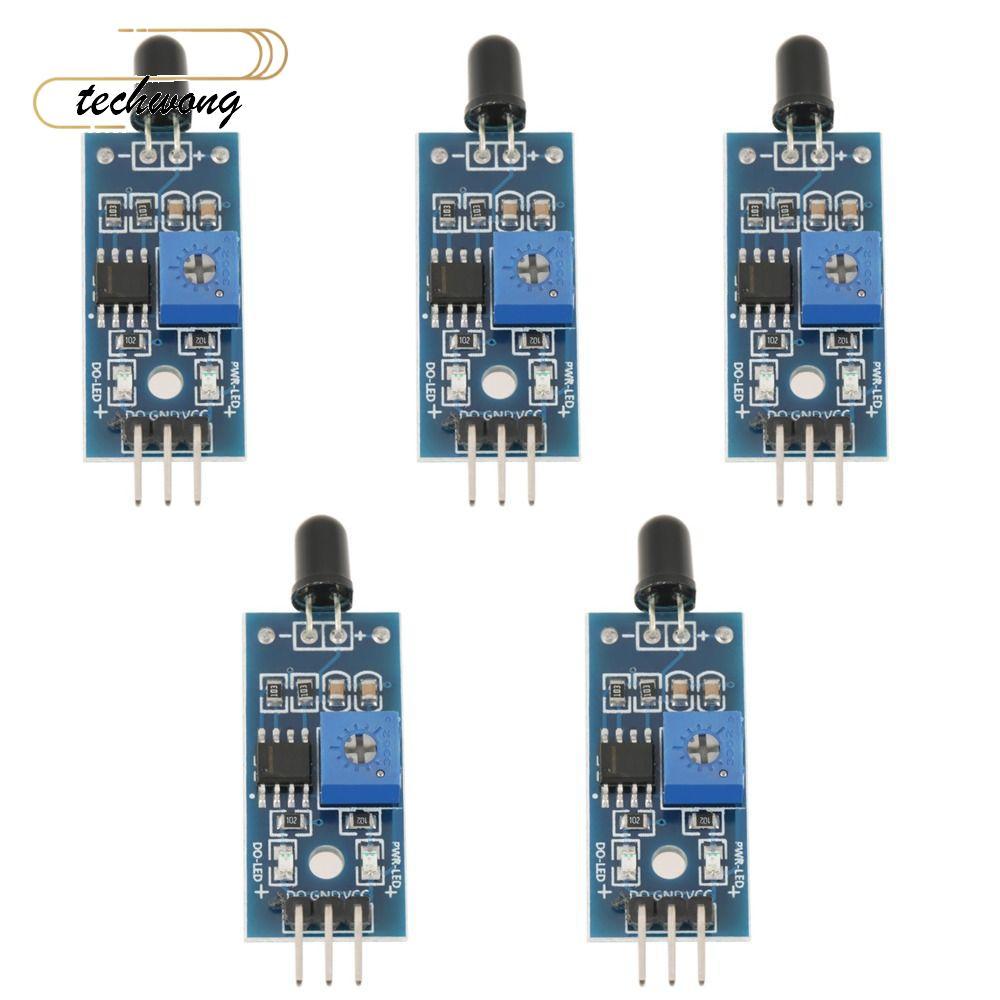 Mô-đun cảm biến cháy 5 CÁI TECHWONG, Máy dò phát hiện cháy điện áp rộng 3.3V-5V, Phát hiện nhiệt độ 
