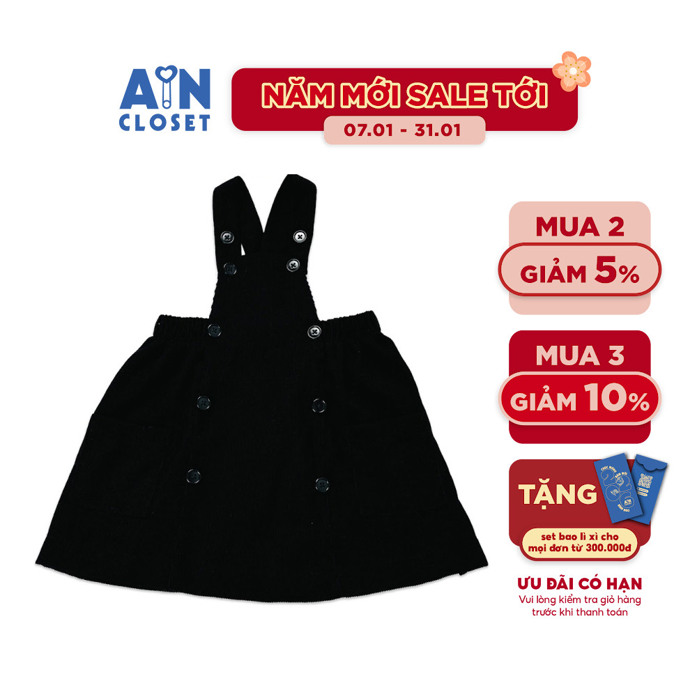 Váy yếm bé gái Đen nhung tăm - AICDBGHRACFO - AIN Closet