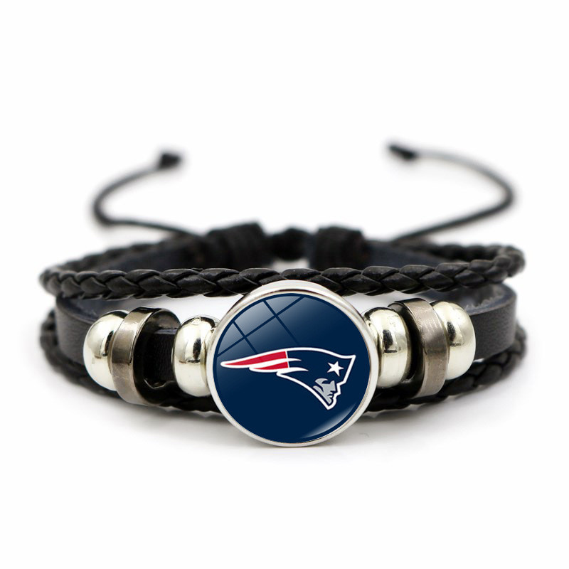 Sản phẩm mới: Vòng đeo tay da bện phong cách punk,-logo đội bóng NFL,multi-layer