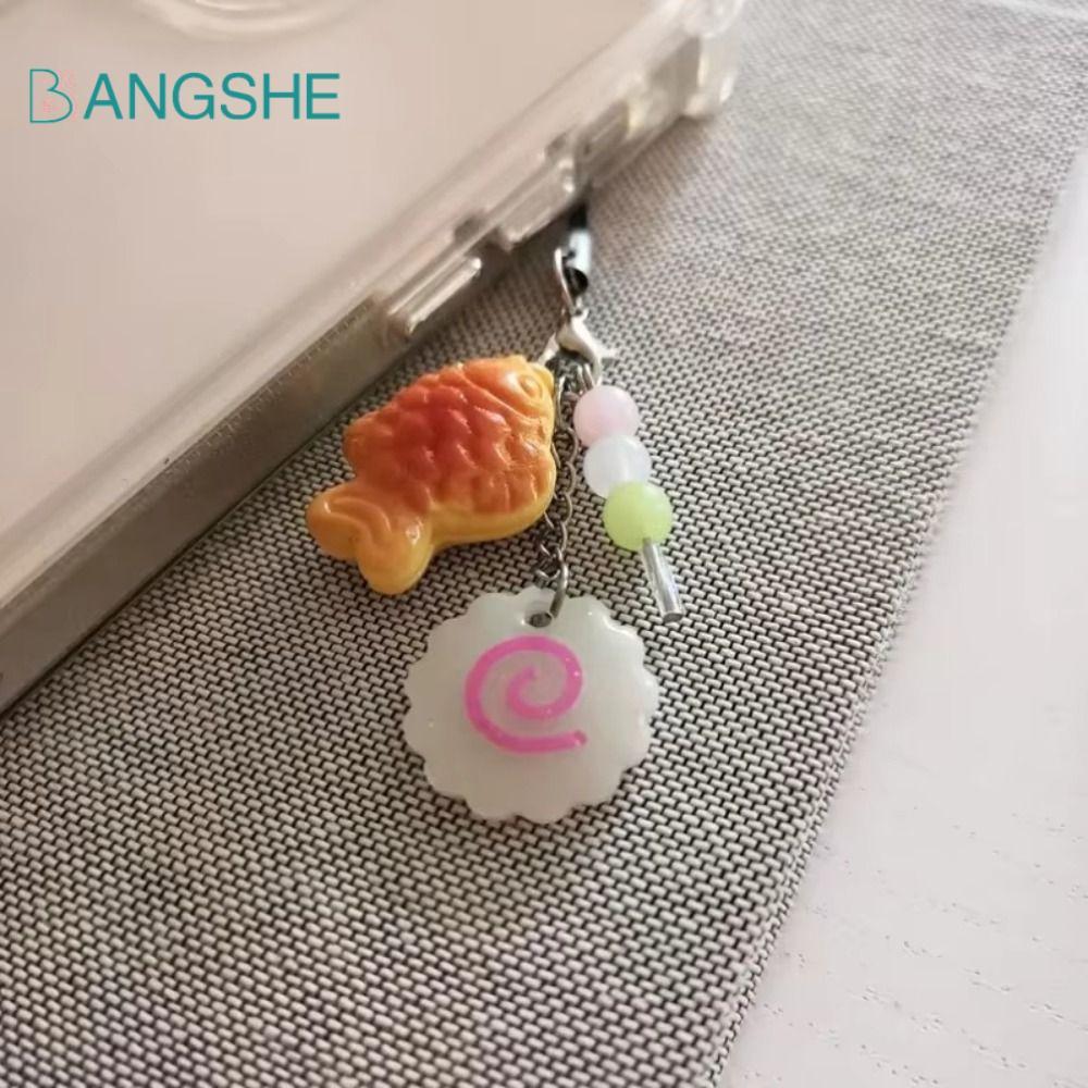 BANGSHE Food Taiyaki Mặt Dây Chuyền, Túi Móc Khóa Màu Hồng Mực Cuộn Bánh Cá Móc Khóa, Thời Trang Nhậ