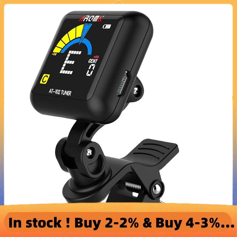 AROMA Guitar Tuner Màn Hình Màu Có Thể Sạc Lại Clip-on Guitar Tuner Màn Hình Màu Với Pin Tích Hợp Kẹ